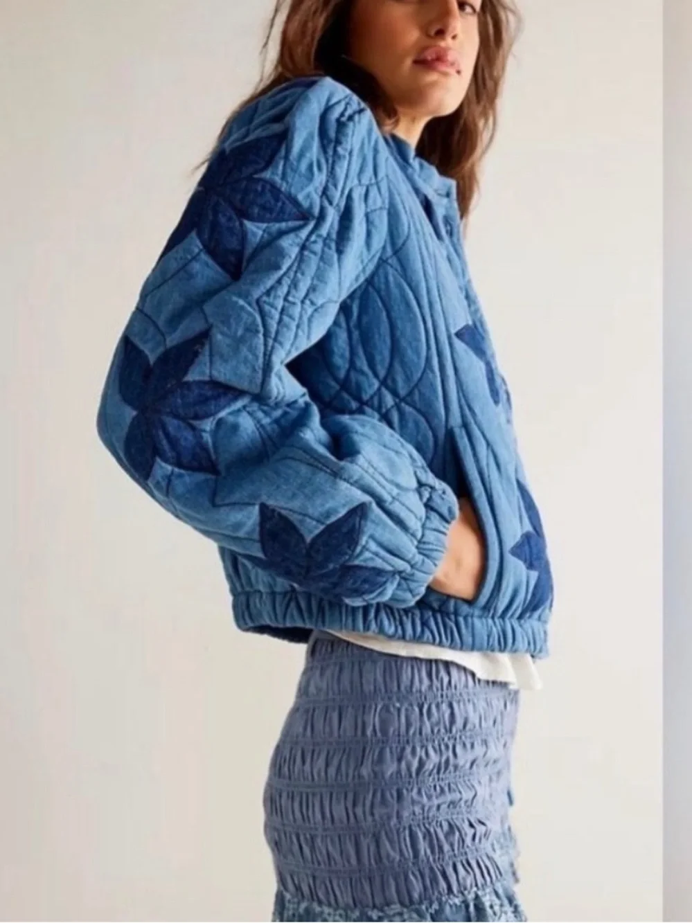 Free People • Quinn Quilted Cotton Denim Jacket - Picture 15 of 15